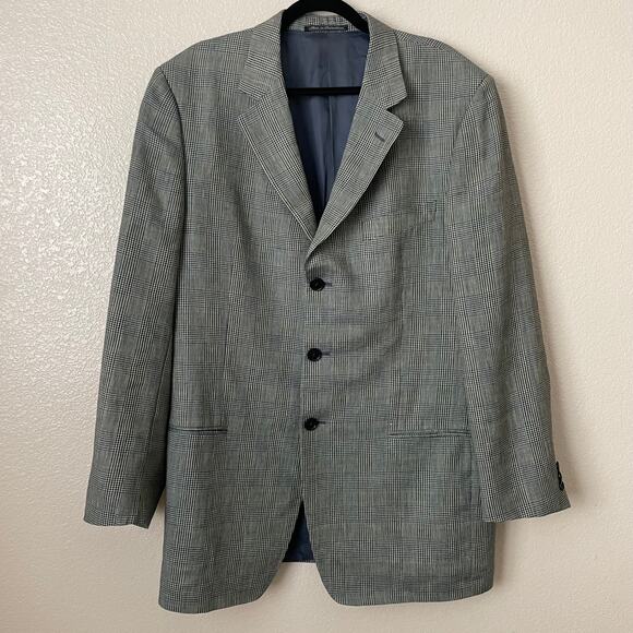 Ermenegildo Zegna Blazer Mens IT 54 US 44 Soft Plaid Linen Wool Mohair Preppy - Picture 3 of 15